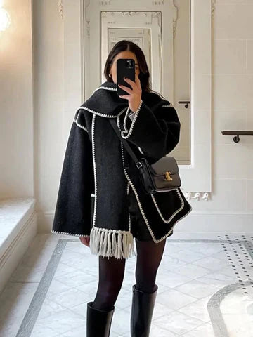 Elegante Damenjacke mit Schal - IdealeKleiden