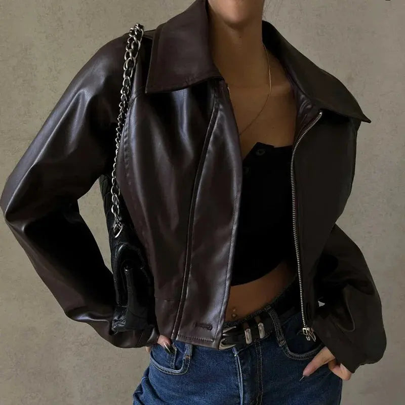 Übergroße Lederjacke Großformat Damen - IdealeKleiden