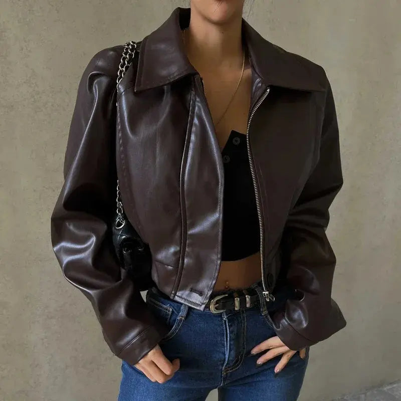 Übergroße Lederjacke Großformat Damen
