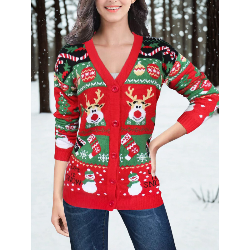 Damen Cardigan V-Ausschnitt Weich