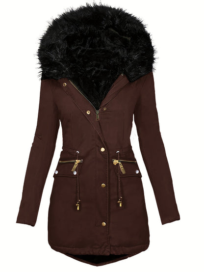 Damen Winterparka Kapuze Kunstpelz