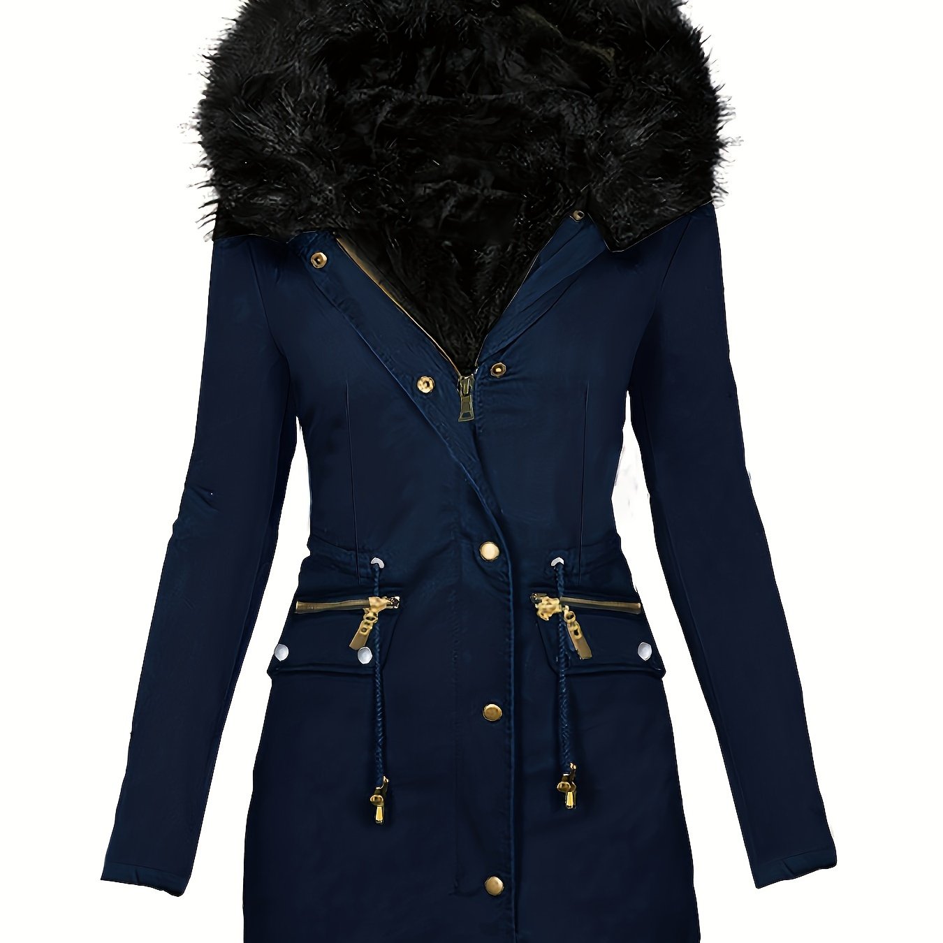 Damen Winterparka Kapuze Kunstpelz
