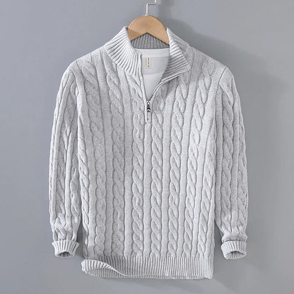 Klassischer Strickpullover Warm Baumwolle Half-Zip