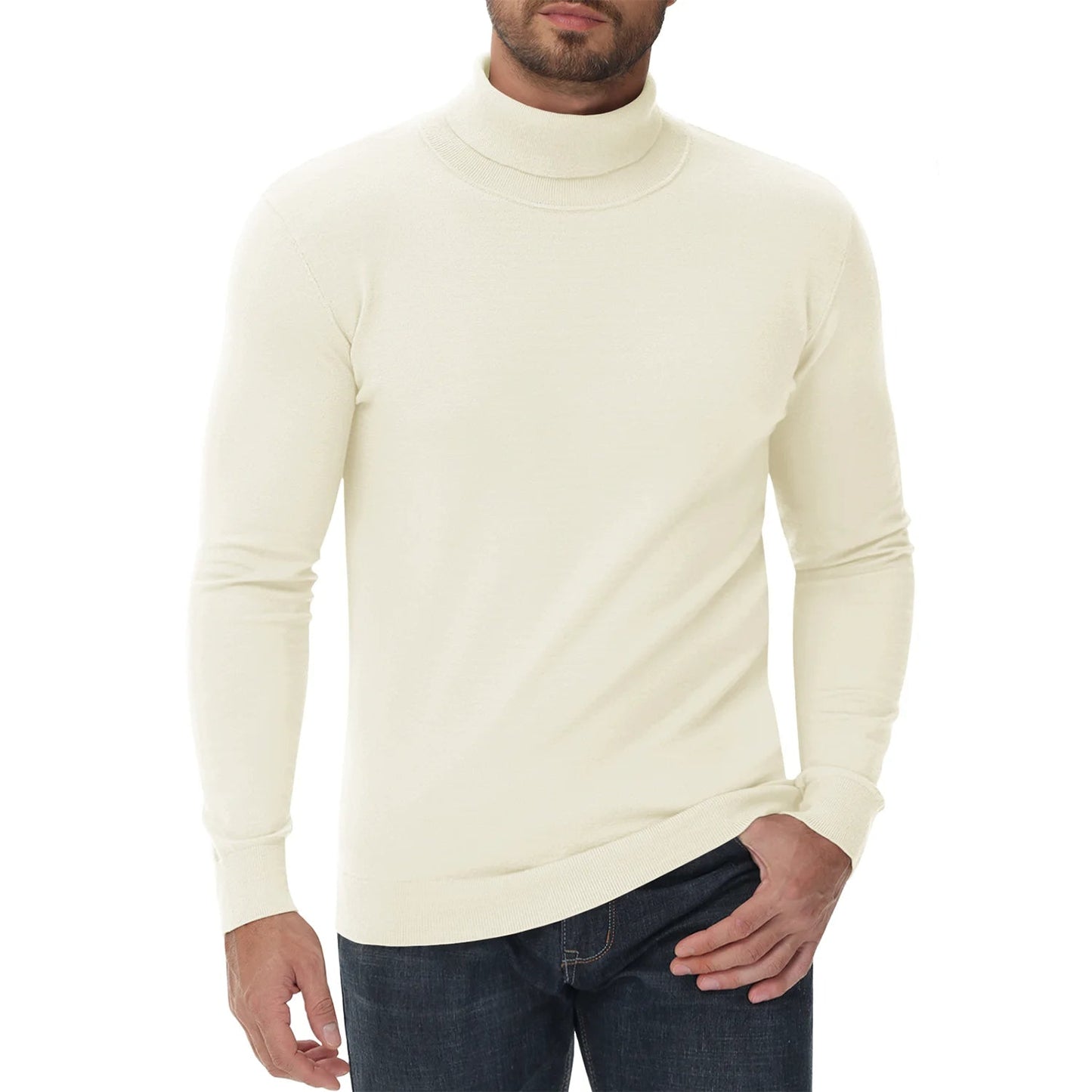 Herren Rollkragenpullover Slim Fit Modern