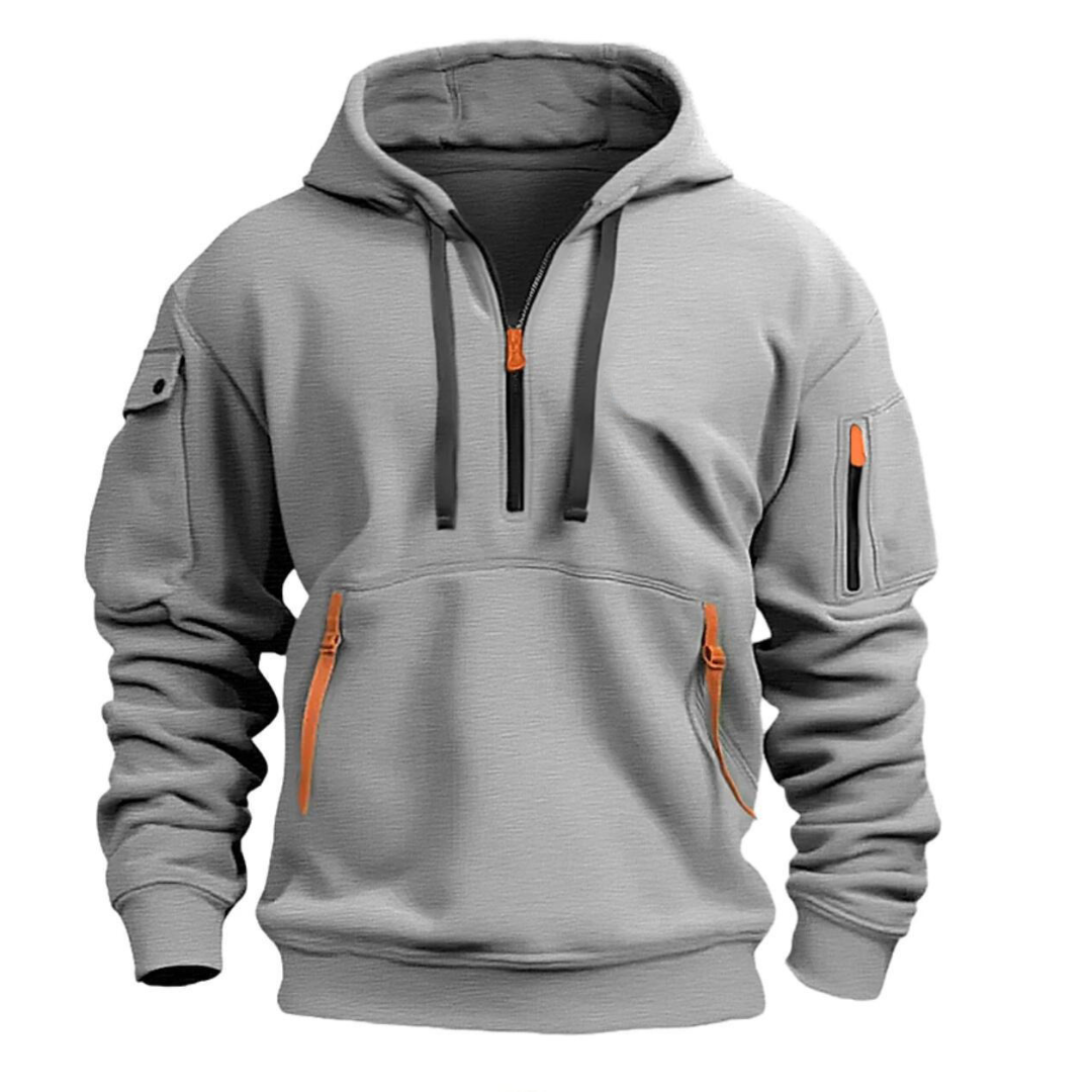 Herren Hoodie Reißverschluss Taschen Sportlich
