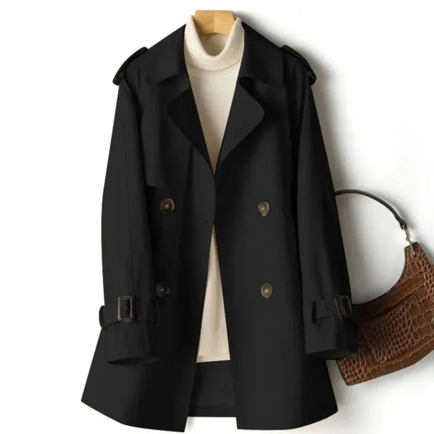 Elegante Damen Trenchcoat Lang Modisch - IdealeKleiden