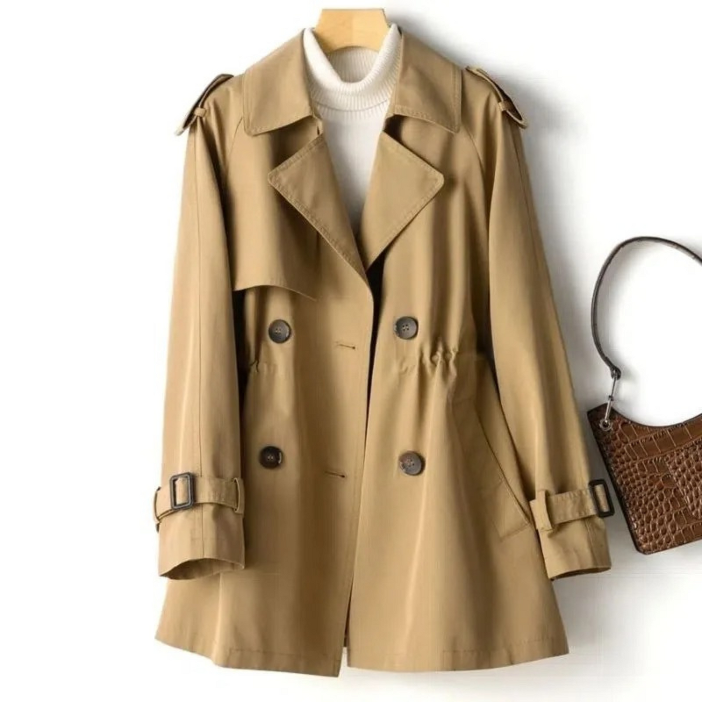 Elegante Damen Trenchcoat Lang Modisch