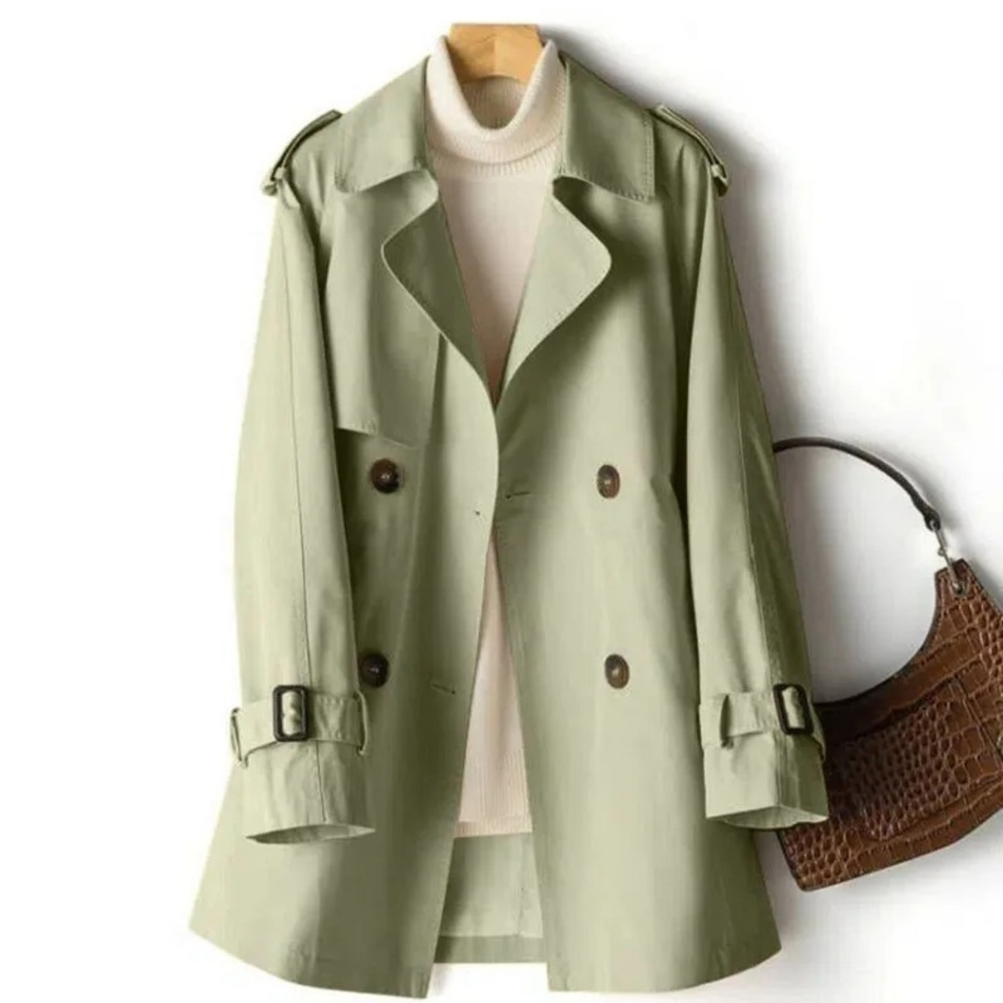 Elegante Damen Trenchcoat Lang Modisch