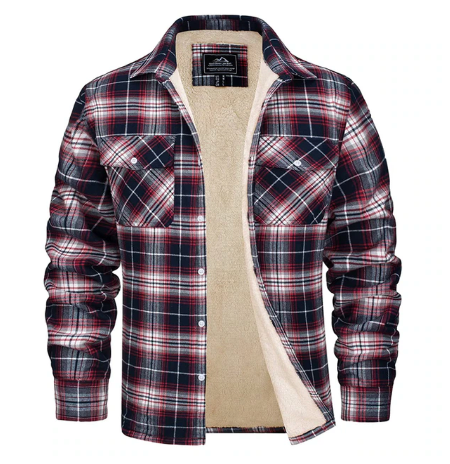 Herren Flanellhemd Fleece Warm Kariert