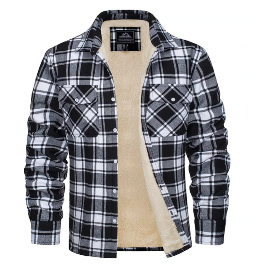 Herren Flanellhemd Fleece Warm Kariert