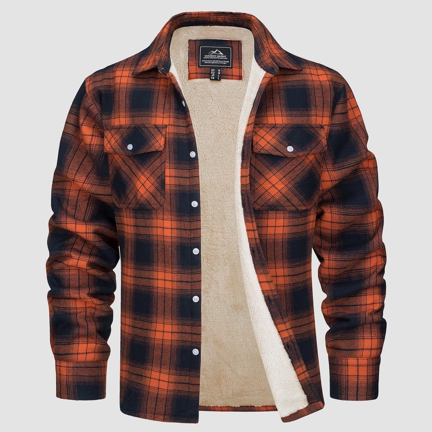 Herren Flanelljacke Kariert Warm Fleece Winterjacke - IdealeKleiden