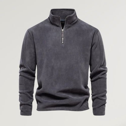 Herren Fleece Pullover Langarm Quarter Zip - IdealeKleiden