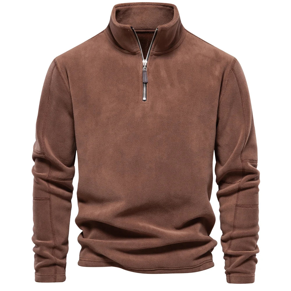 Herren Fleece Pullover Warm Kurzreißverschluss