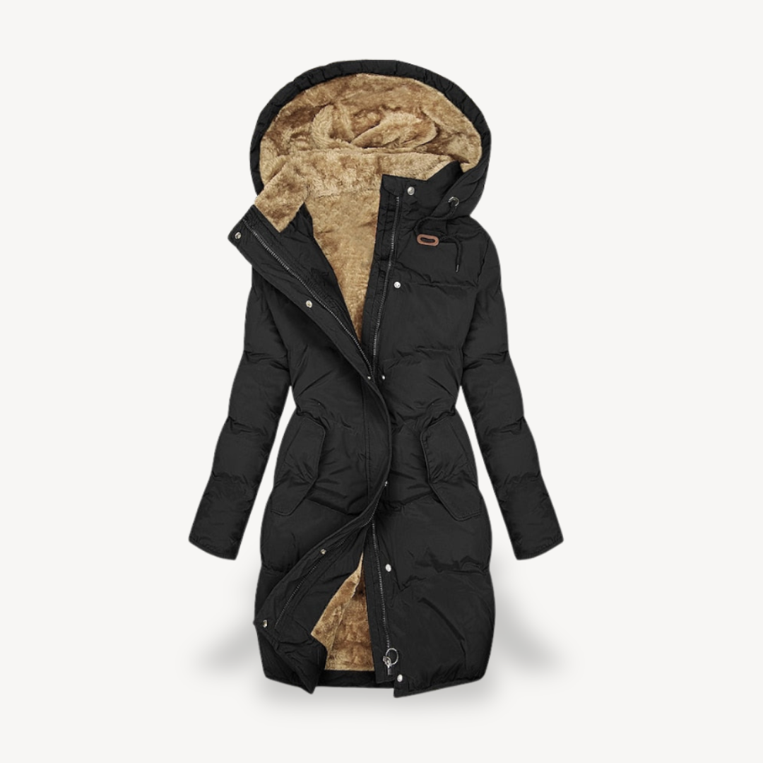 Damen Winterjacke Lang Kapuze Weich Isoliert