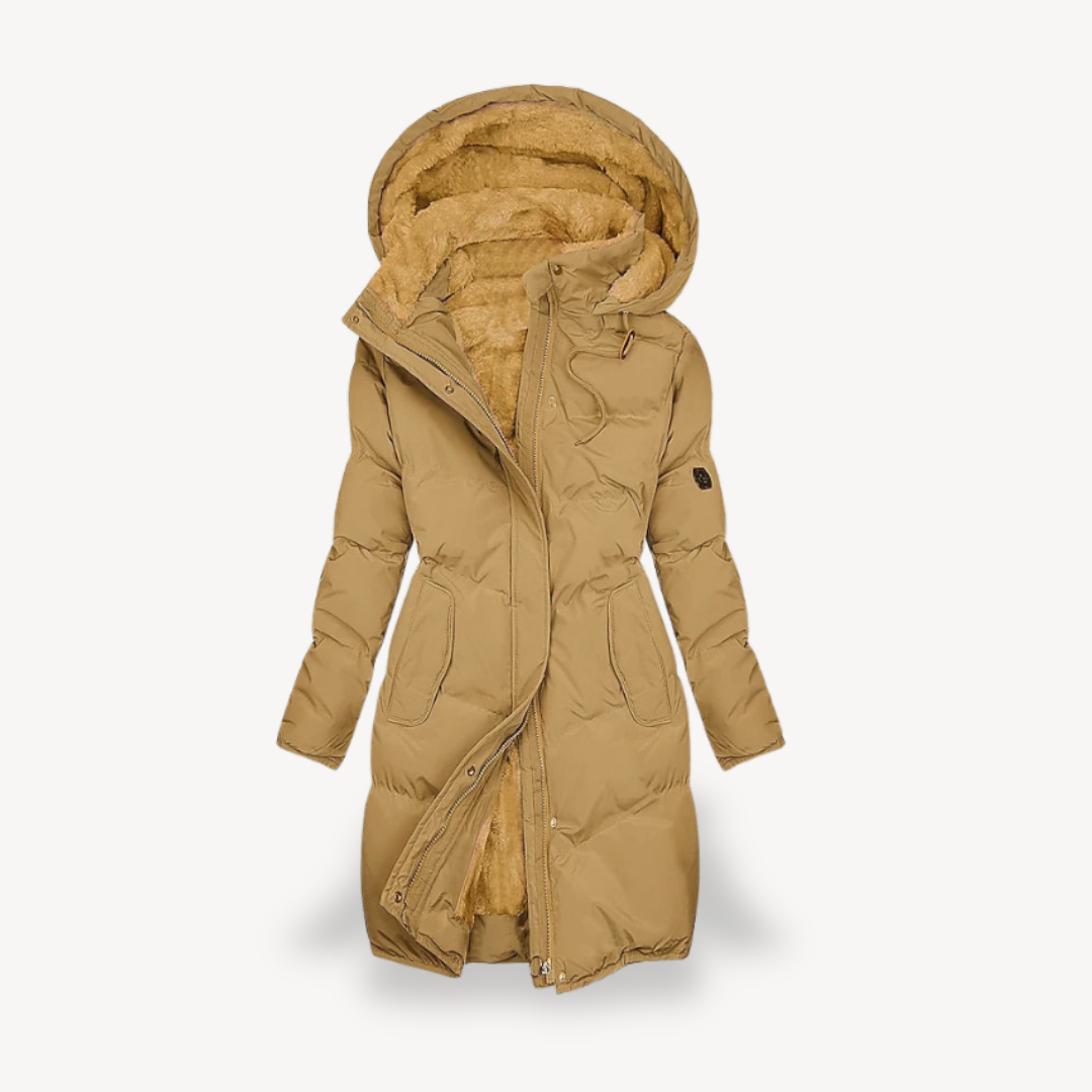 Damen Winterjacke Lang Kapuze Weich Isoliert