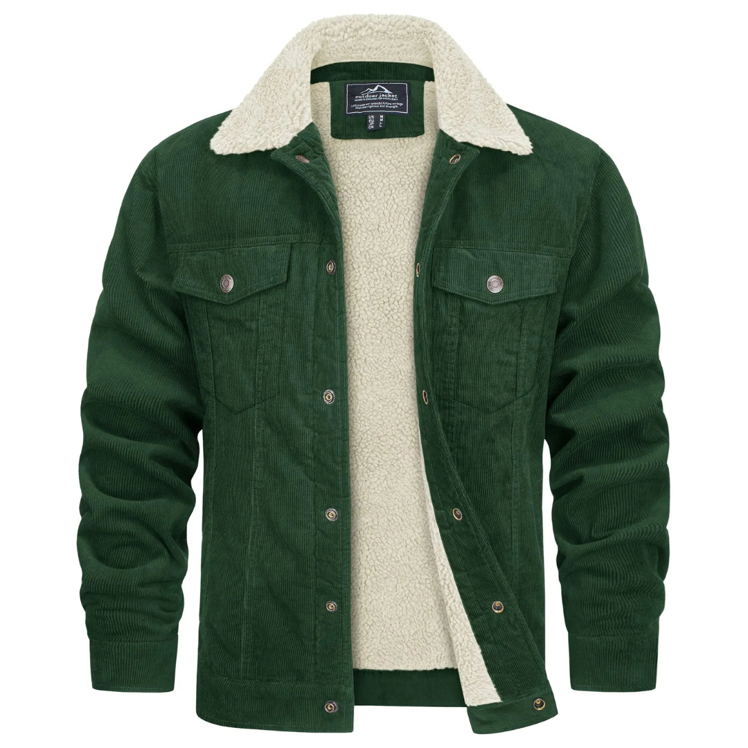 Herren Winterjacke Cord Fleece Gefüttert Warm