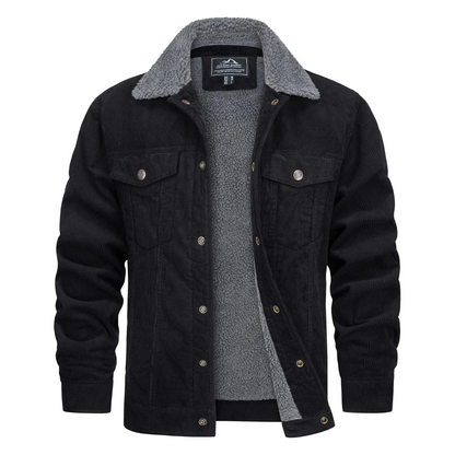 Herren Winterjacke Cord Fleece Gefüttert Warm - IdealeKleiden