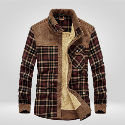 Warmes Fleece Overshirt Karomuster Herrenjacke