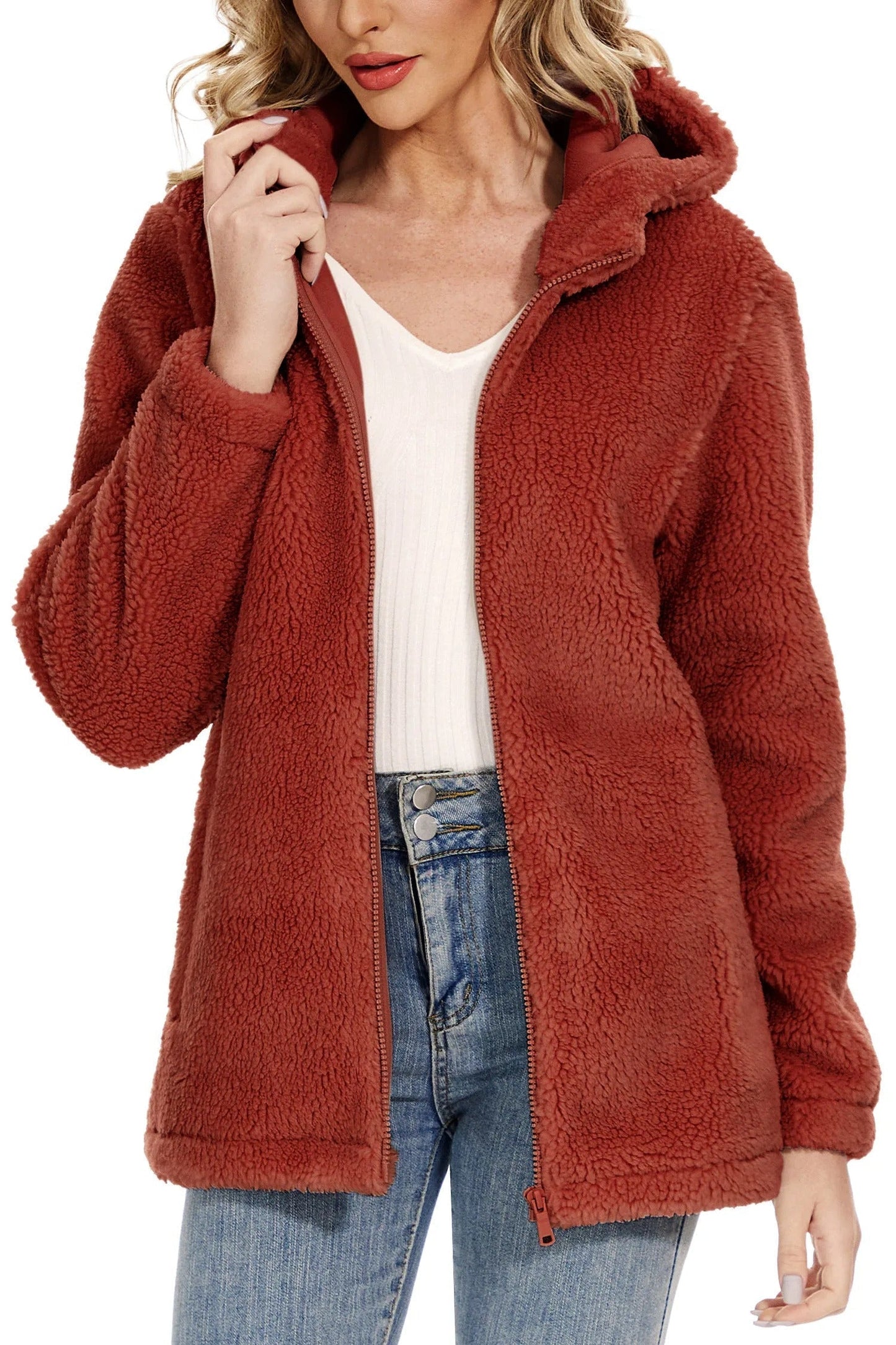 Damenschleicher Fleece Jacke mit Kapuze