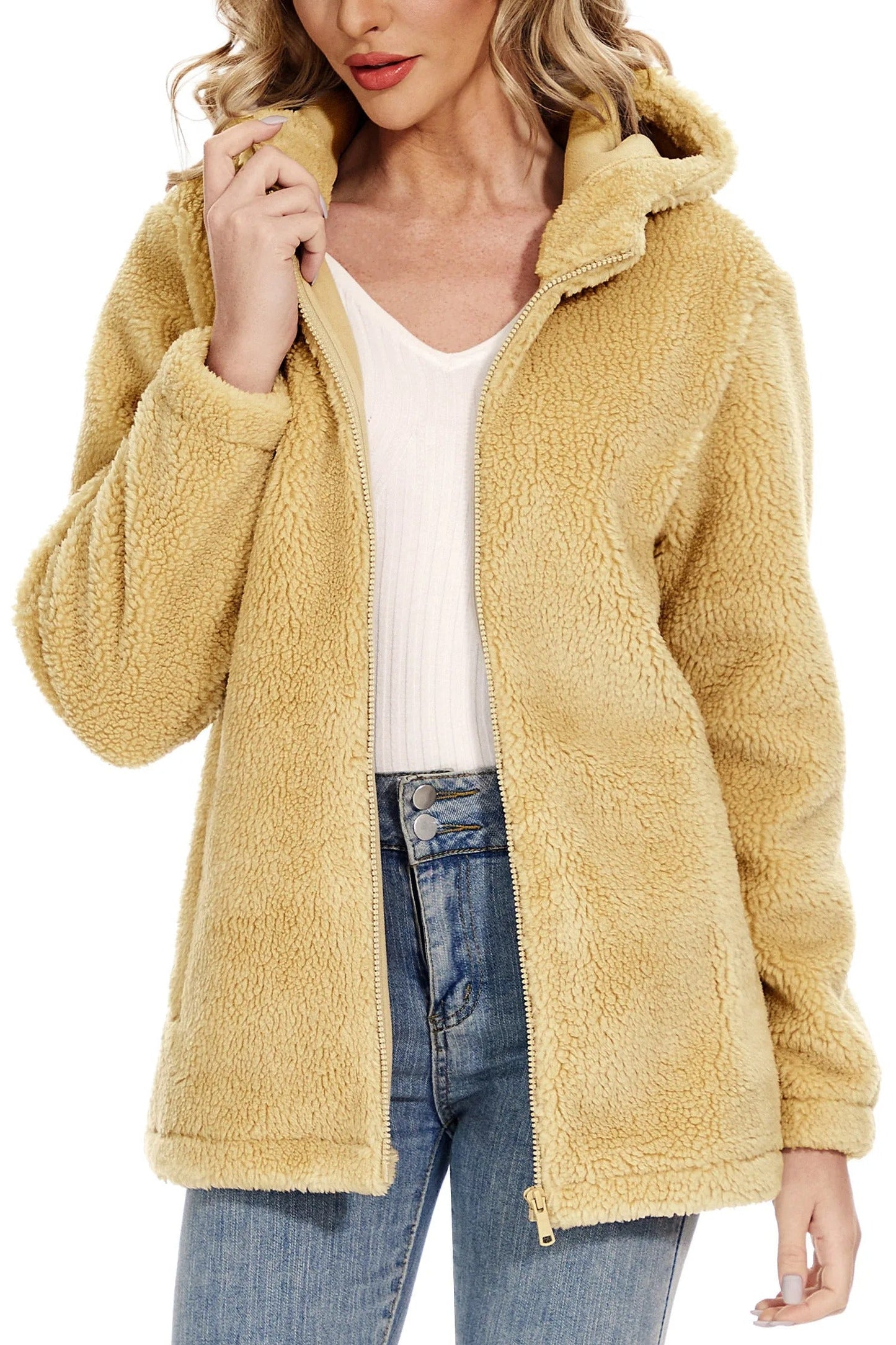 Damenschleicher Fleece Jacke mit Kapuze