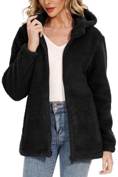 Damenschleicher Fleece Jacke mit Kapuze