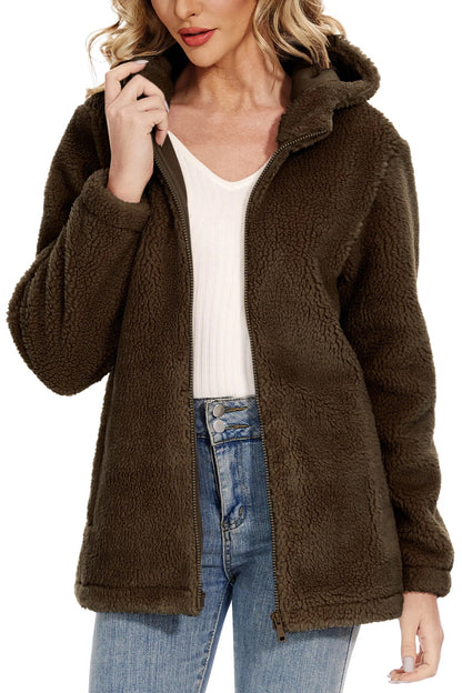 Damenschleicher Fleece Jacke mit Kapuze