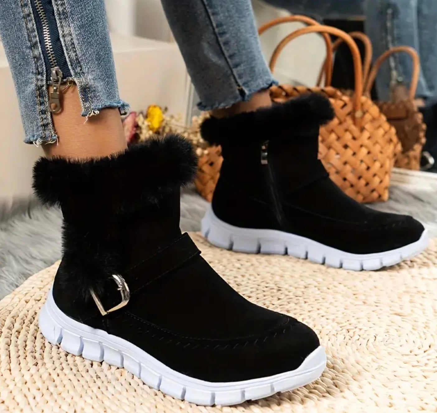 Weiche Stiefeletten Warm Fleece Damen - IdealeKleiden