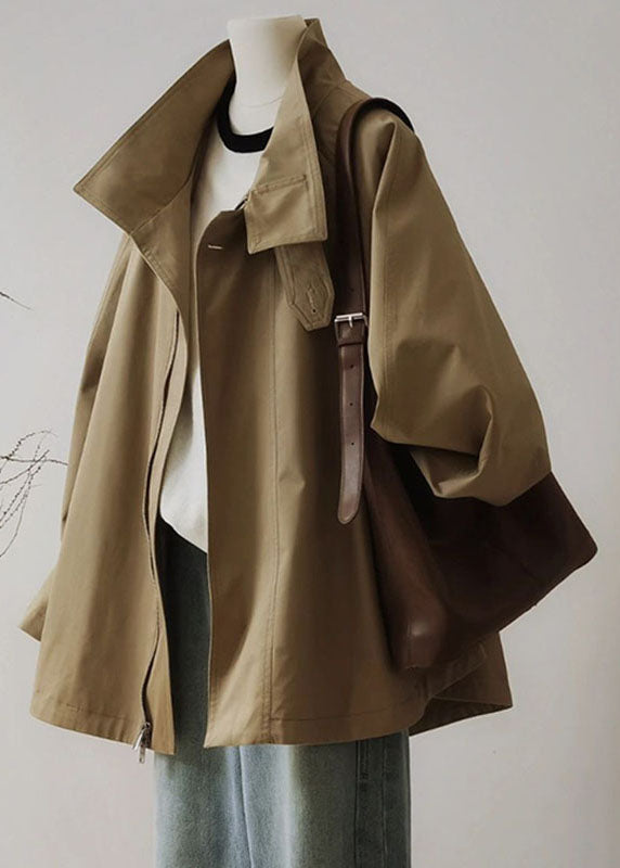 Eleganter Damen Trenchcoat Langärmelig Reißverschluss - IdealeKleiden