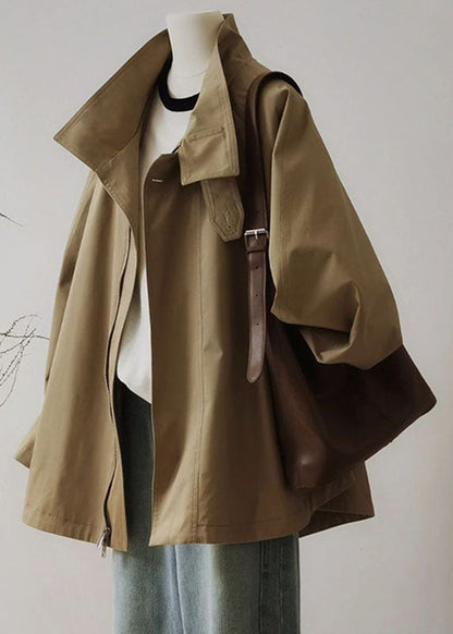 Eleganter Damen Trenchcoat Langärmelig Reißverschluss - IdealeKleiden