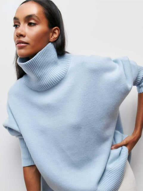Damen Pullover Rollkragen Weich Modern