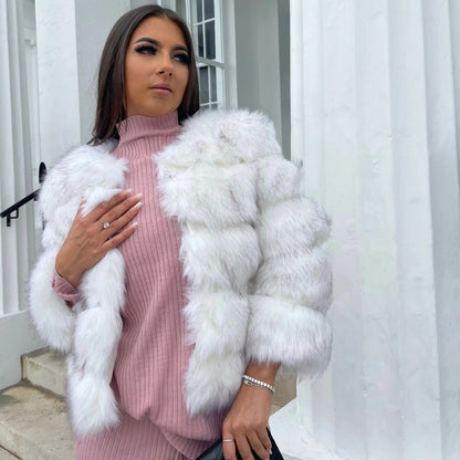 Luxus Kunstfell Jacke Elegant Damen
