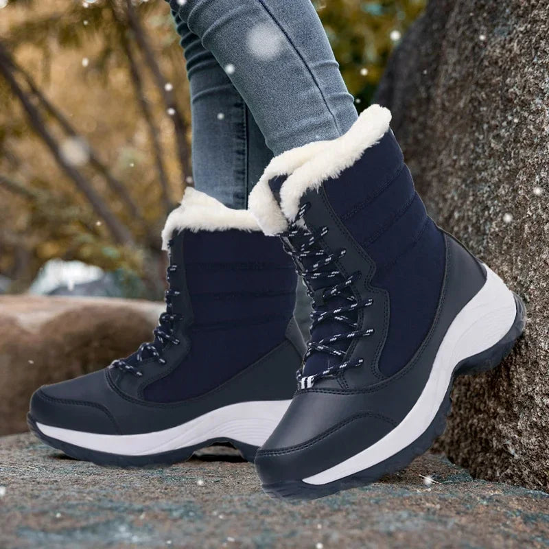 Warm gefütterte Damen Stiefel Winter Schnee - IdealeKleiden