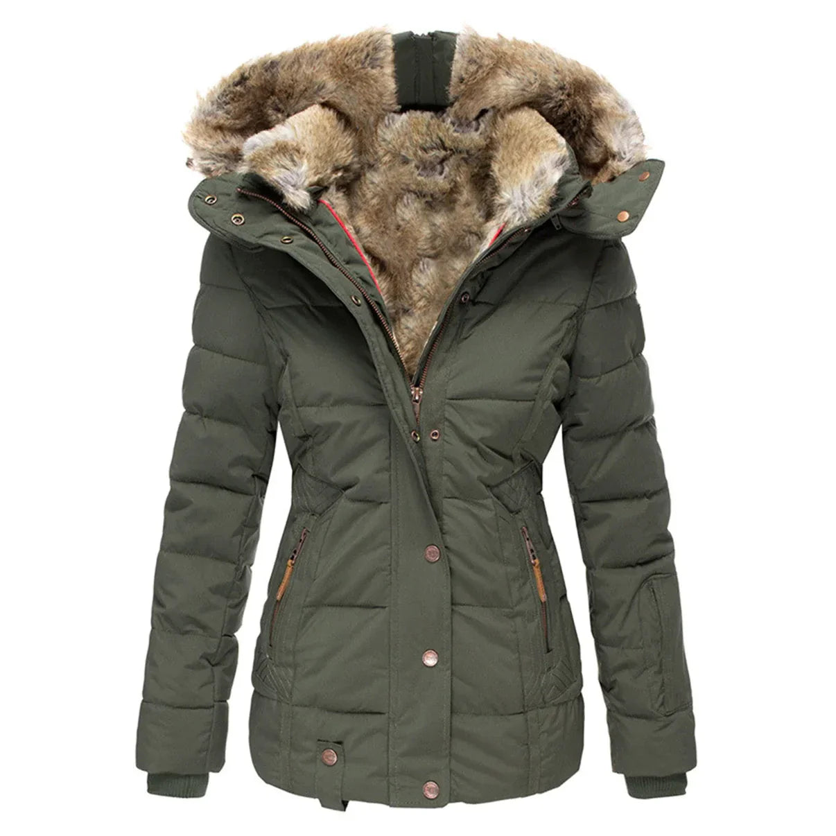 Stilvolle Damenwinterjacke Gefüttert Warm
