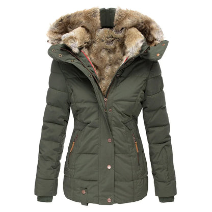 Stilvolle Damenwinterjacke Gefüttert Warm