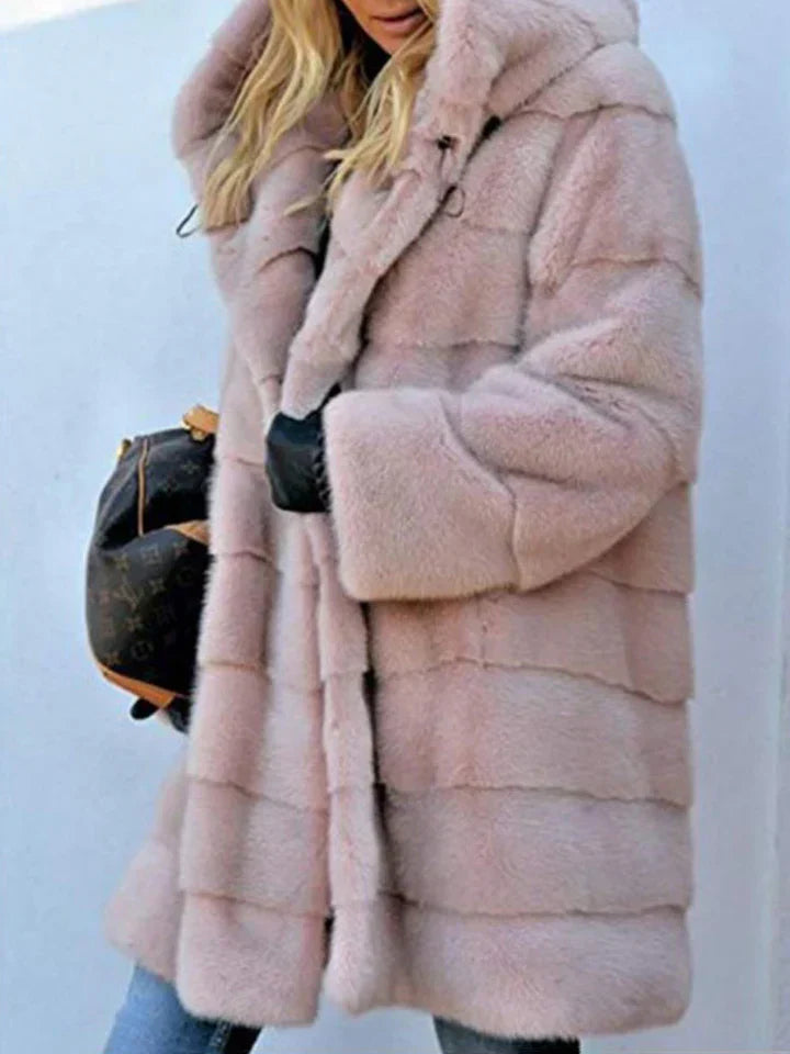 Kunstpelz-Parka Jacke Mit Kapuze Oversized - IdealeKleiden