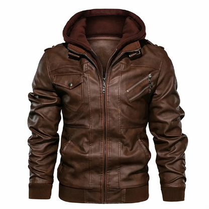 Stilvolle Lederjacke Damen Kapuze