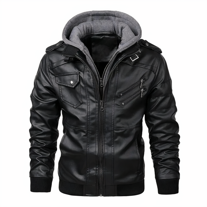 Stilvolle Lederjacke Damen Kapuze