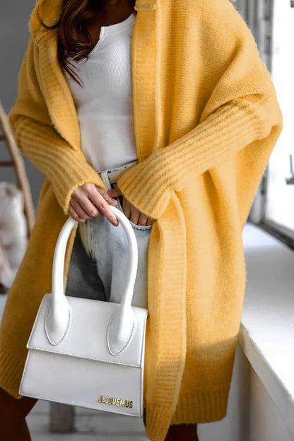 Damen Strickcardigan Oversized Kapuze Bequem