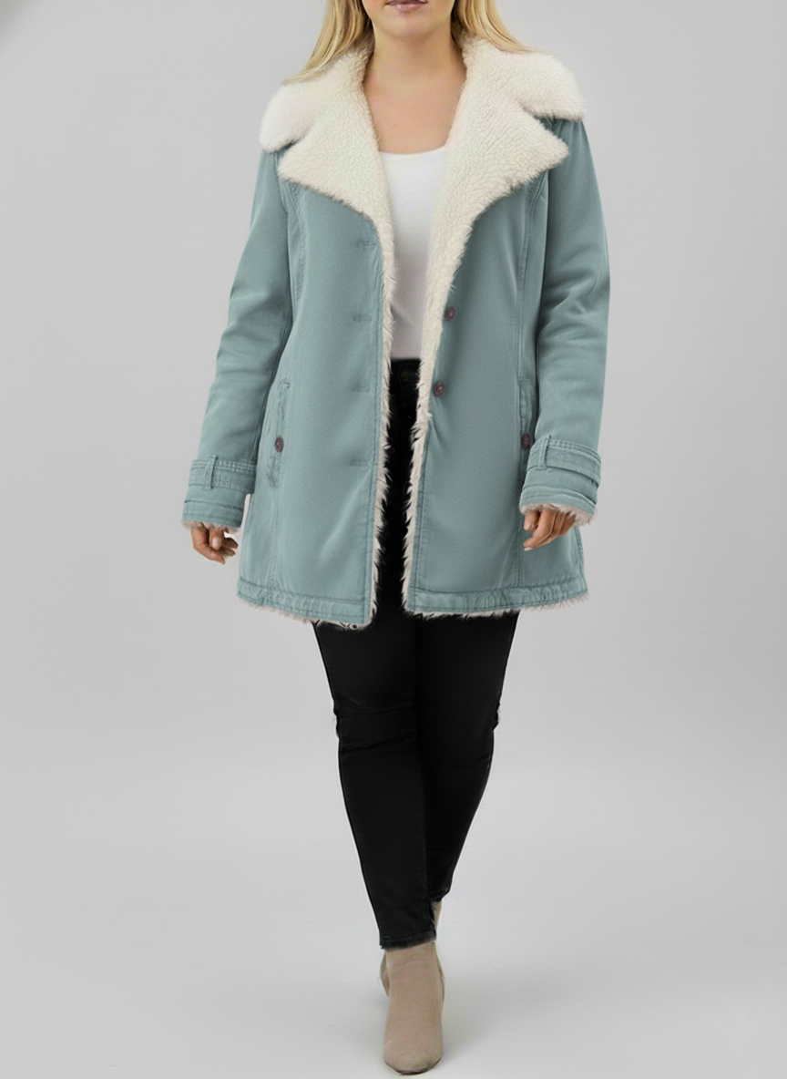 Damen Winterjacke Sherpa-Fleece Große Größen