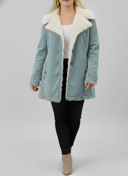 Damen Winterjacke Sherpa-Fleece Große Größen