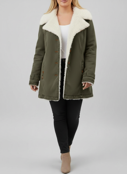 Damen Winterjacke Sherpa-Fleece Große Größen