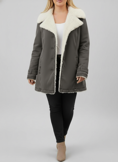 Damen Winterjacke Sherpa-Fleece Große Größen