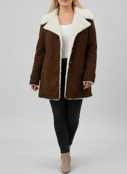 Damen Winterjacke Sherpa-Fleece Große Größen
