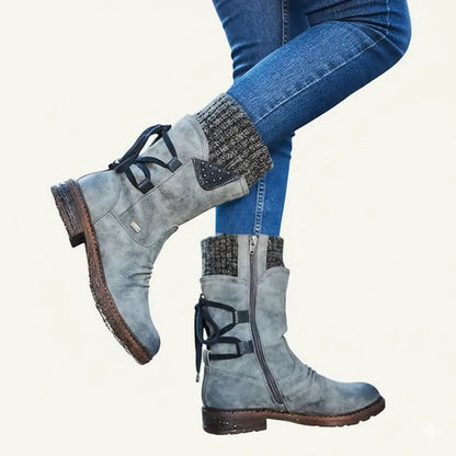 Damen Winterstiefel Niedriger Absatz Warm & Bequem