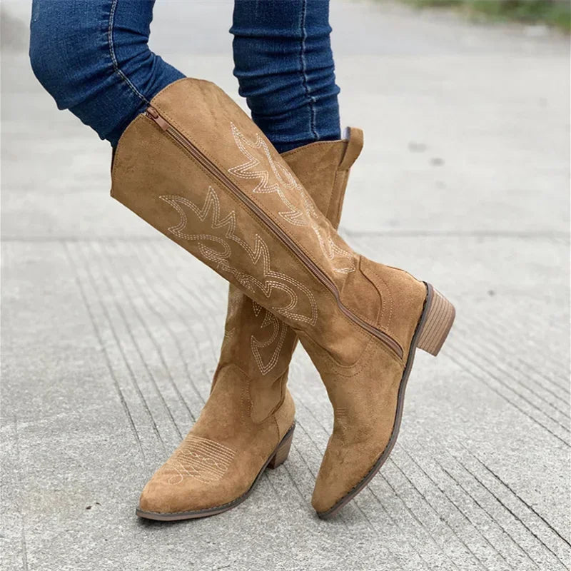 Cowboy-Stiefel Wildleder Western-Design Halb-Hoch