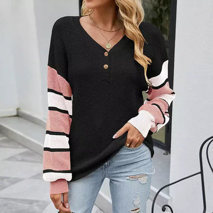 Modischer Patchwork Pullover Strick Design