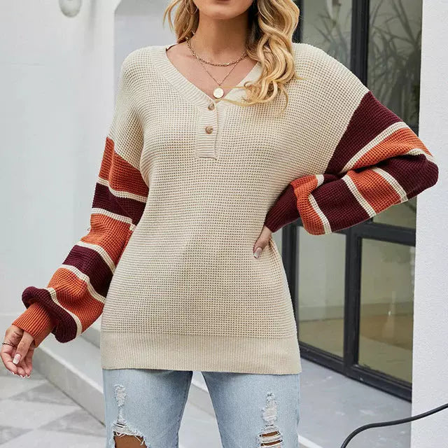 Modischer Patchwork Pullover Strick Design - IdealeKleiden
