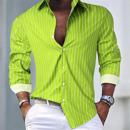 Herren Hemd Slim Fit Streifen Langarm