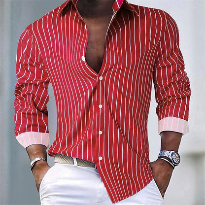 Herren Hemd Slim Fit Streifen Langarm