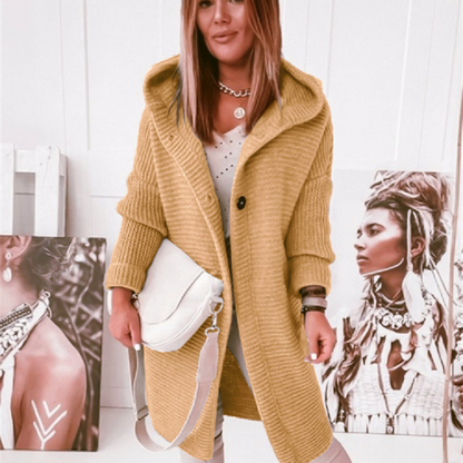 Damen Oversized Cardigan Kapuze Langarm